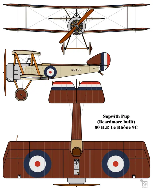 Sopwith Pup N6453 цветной 3-образный рисунок