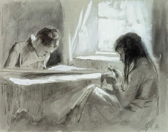 Девушки шьют окна, 1888, Альберт