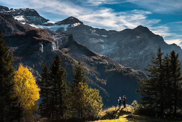 Backpackers Посмотреть Горный пейзаж
