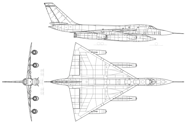 Convair B-58 Hustler 3-view рисунок