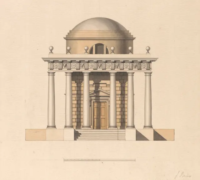 Оригинальное название: Circular Domed Temple: Elevation