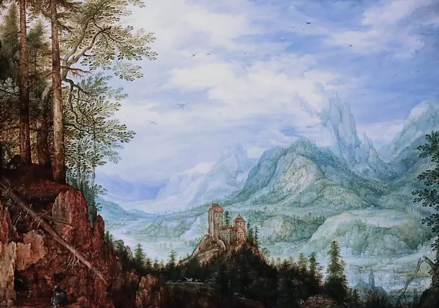 IMG 1109D Roelandt Savery 1576-1639 Utrecht Paysage de montagne avec un château Mountain landscape with a castle 1609 Madrid Musée Thyssen B