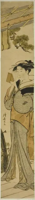Гейша наносит макияж Torii Kiyonaga