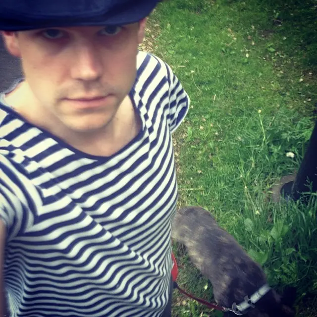 Dog walk with Casual dressed.