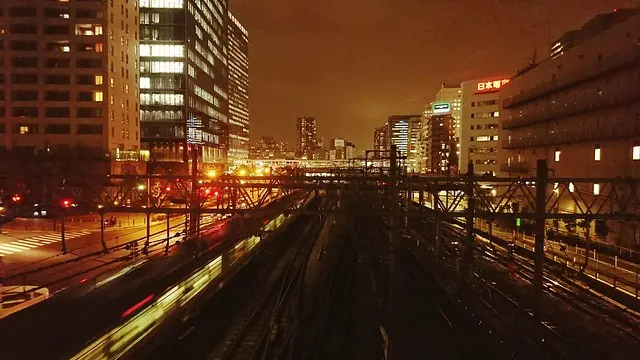 City Night Cityscape Освещенная архитектура Городская жизнь за пределами современного неба