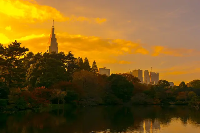 Здание NTT Docomo Yoyogi и небоскреб Shinjuku