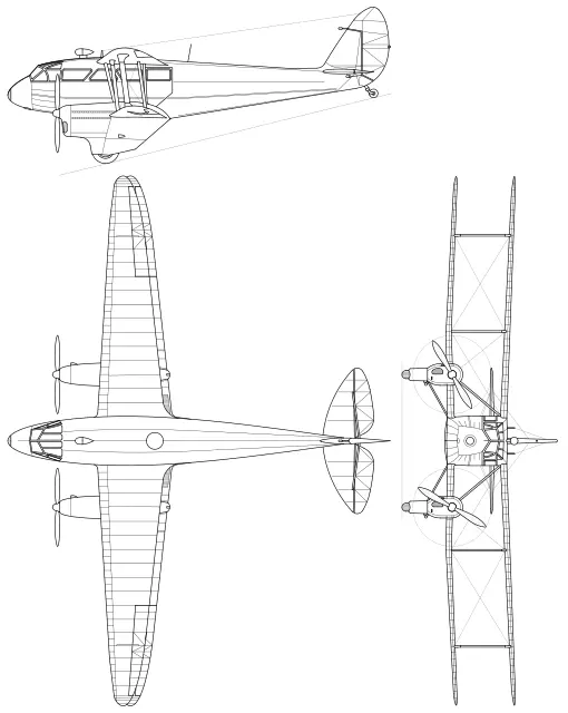 De Havilland DH.89 Dragon Rapide 3-х обзорная линия
