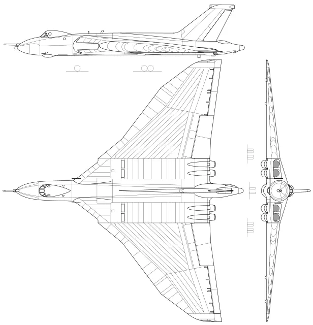Avro Vulcan B.2 3-х обзорный рисунок