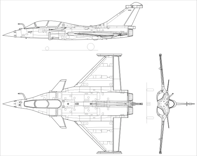 Dassault Rafale 3-view рисунок