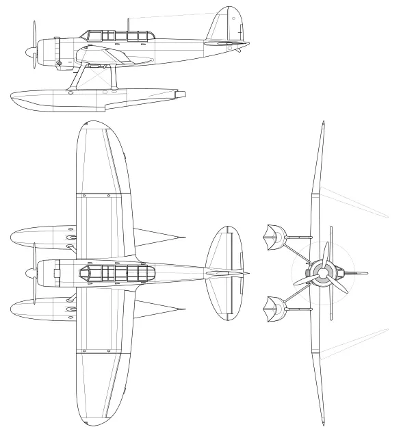Aichi E13A1 3-х обзорная линия