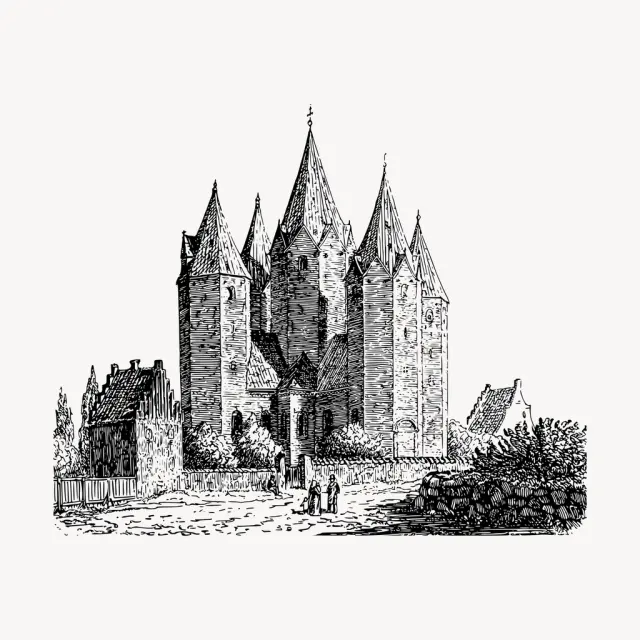 Клип-арт церкви Каллундборг, старинная рука