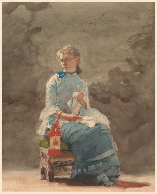 Молодая женщина швейная (1876) Уинслоу