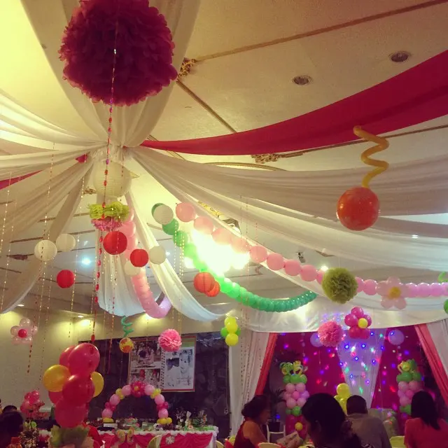 #Venue #decoration for Keane's #Christening www.thriftylook.com #thriftylook #interiorDesign #Balloons #Party #decors #art #colors #shapes #