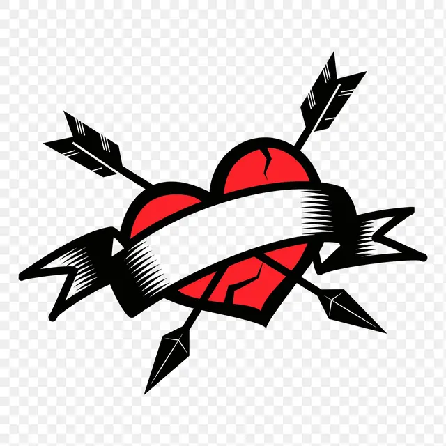 Наклейка для сердца Ribbon Banner Heart Png