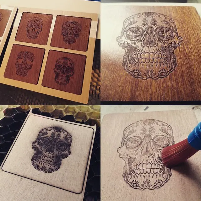 Конфеты черепа 3 мм грецкие подставки. #lasercutting #lasercut #laseretched #walnut #unfinished #lasercutter #woodcraft #coasters #hand