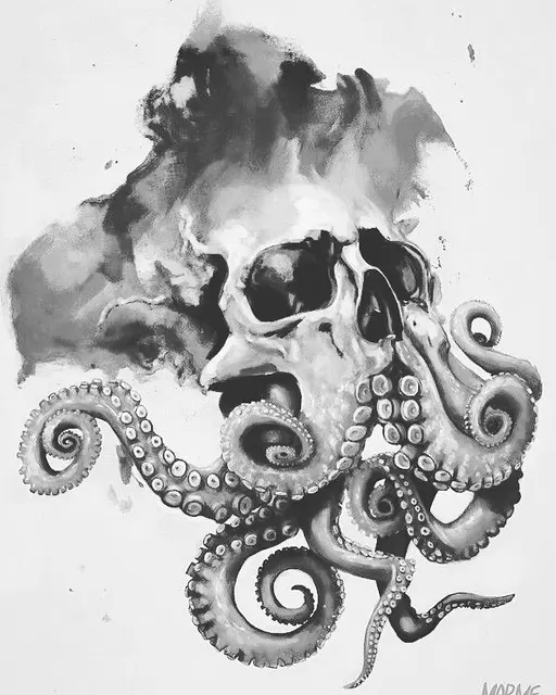 Дизайн татуировки осьминога #tattoos #octopus #octopustattoo #tattoosketches #tattoodesigns #tattooart
