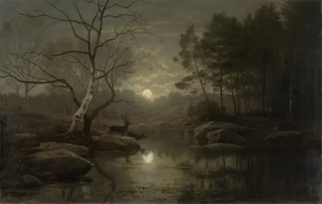 Лесной пейзаж Лунный свет (1861) Георг