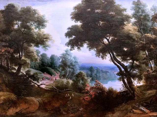 IMG_1344 Jacques d'Arthois 16131686 Bruxelles Waldlandschaft mit Fluss und Reisenden Forest landscape with river and travelers Paysage de fo