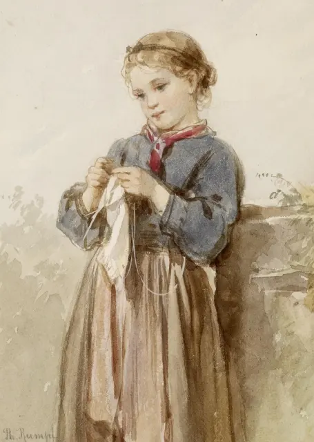 Вязание девочек (ок. 1860) Филипп