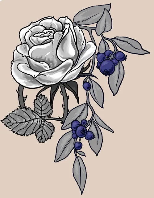 Татуировка Blueberry Rose