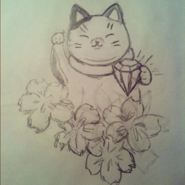 #manekineko #luckycat #cat #japanese #tattoo #drawing #idea